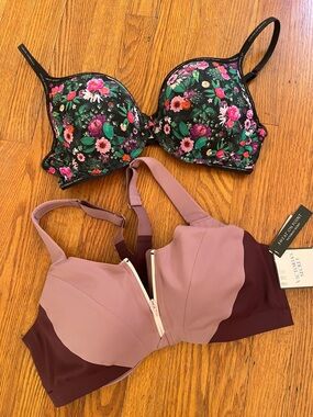 Victoria's Secret Plum and Mauve Seamless sports bra in a floral padded bra